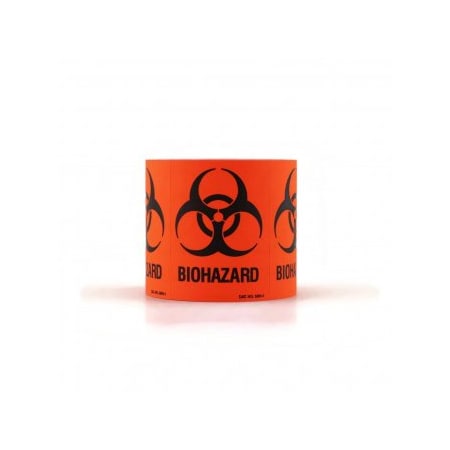 Shamrock Scientific BioHazard Label, 3x2 1/4", 500/rl 248502